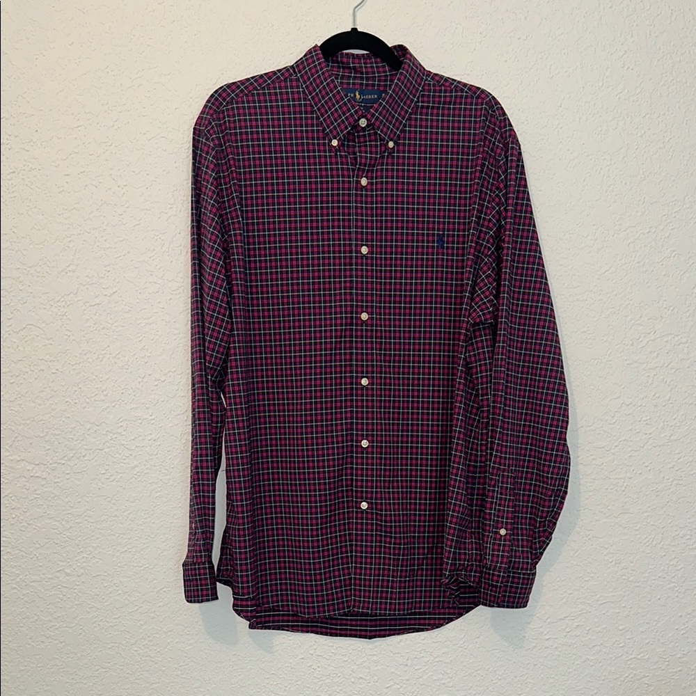 Ralph Lauren Red and Blue Casual Button Down Shirt